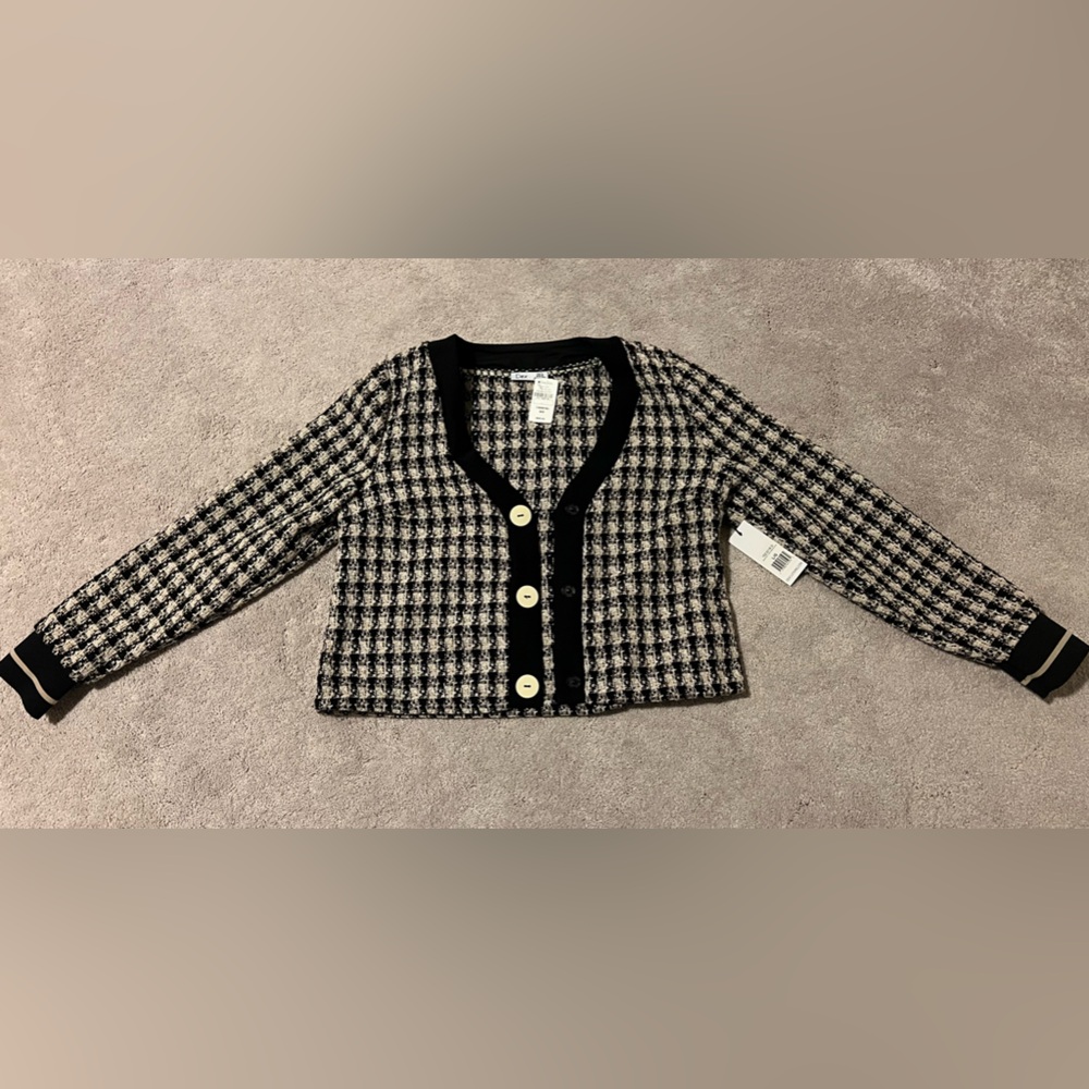 Black and White Houndstooth Cardigan